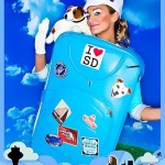 Flying High Suitcase and air hostess fancy dress costume hire shop