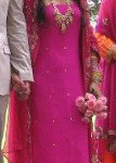 Pink wedding dress made out of a Sari