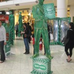 Spec Savers promotional costumes, stilt walkers and living statue