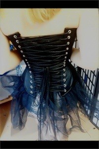 Fetish, black corset, fancy dress costume