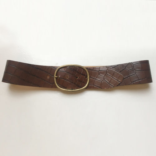 crocodile embossed leather belt