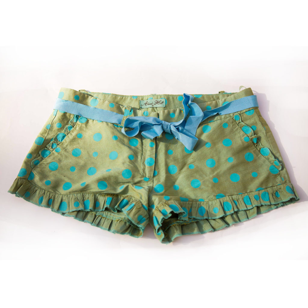green silk spotty hot pants