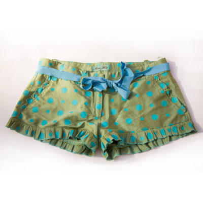 green silk spotty hot pants