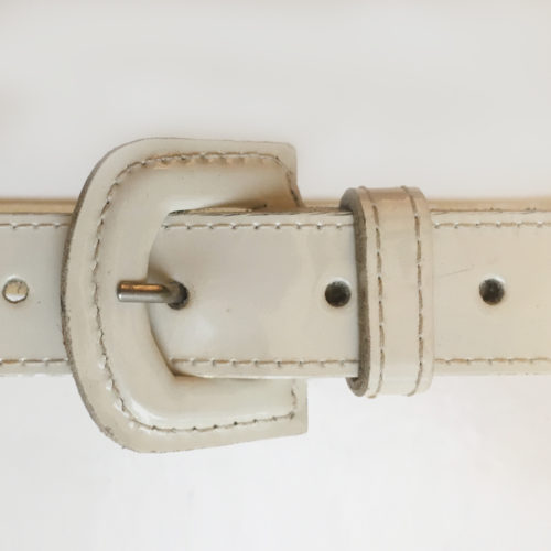 white patent leather belt